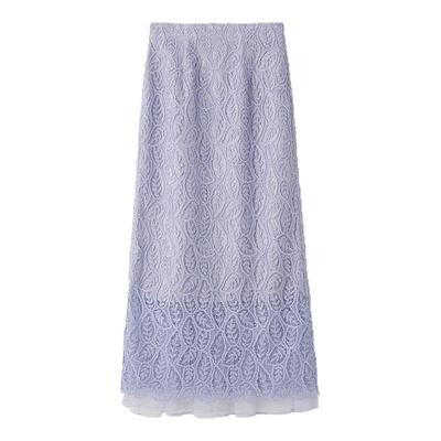 SNIDEL春夏款优雅百搭高腰蕾丝钩花直筒半身裙SWFS252009