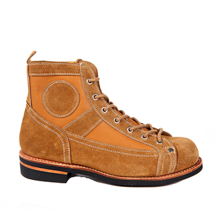 秋冬手工固特异真皮拼接伞兵靴大逃亡翻毛沙漠靴陆战靴工装靴短靴