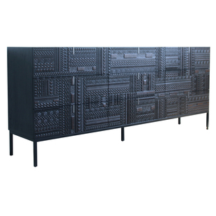 北欧表情比利时柚木电视柜餐边柜客厅实木九斗柜中古风橡木玄关柜