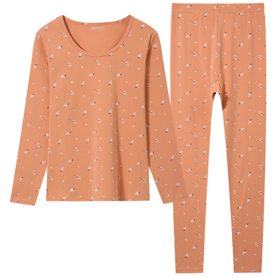 女印花秋衣秋裤纯棉保暖内衣套装