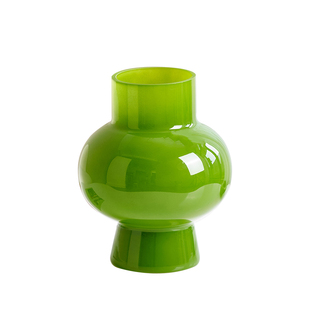 法式中古玻璃花瓶高级嫩芽绿插鲜花器简约桌面摆件居家装饰品小众