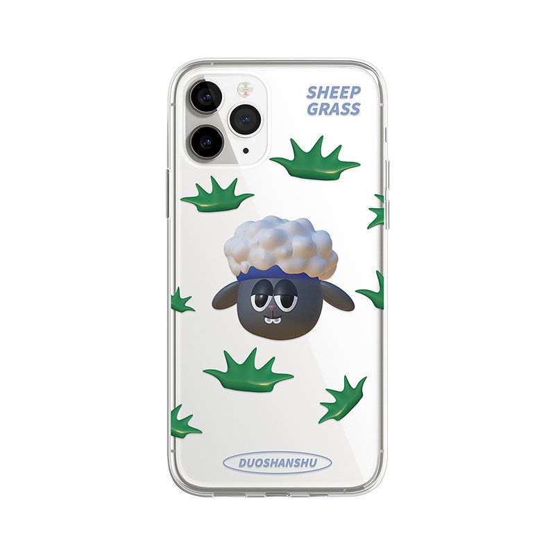 DUOSHANSHU刘雯情侣款大表姐情侣款原创美式可爱卡通小草羊情侣闺蜜适用苹果i16promax全包透明软壳手机壳