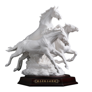 蔡国海大师手签限量德化陶瓷马摆件《骏马奔腾与时俱进》商务礼品