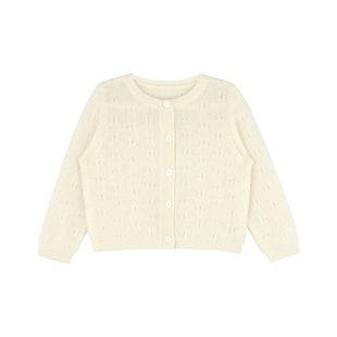 大耳象女童纯色甜美毛衣开衫2026春季新款宝儿纯羊毛圆领针织上衣