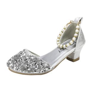 女童高跟鞋2025春季新款儿童舞台表演鞋中大童模特走秀鞋水晶鞋潮