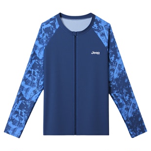 Jeep男士泳衣长袖速干沙滩裤套装防晒潜水冲浪服海边度假游泳装备