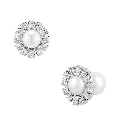 韩国轻奢耳钉小众水晶雏菊珍珠