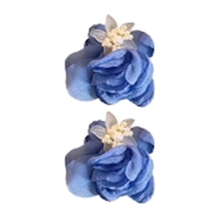 未闻花名！蓝色珍珠花朵耳环！夏天海边度假风夸张绝美耳饰盘发器