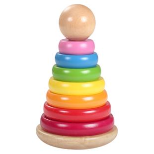 蒙特梭利蒙氏早教具套环彩虹叠叠乐堆堆看原木高档lovevery平替
