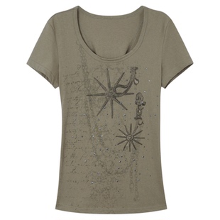 DoublePunch春夏原创合身圆领正肩基础版型西部印花烫钻T恤