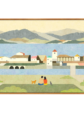 原木风客厅装饰画中古莫兰迪挂画