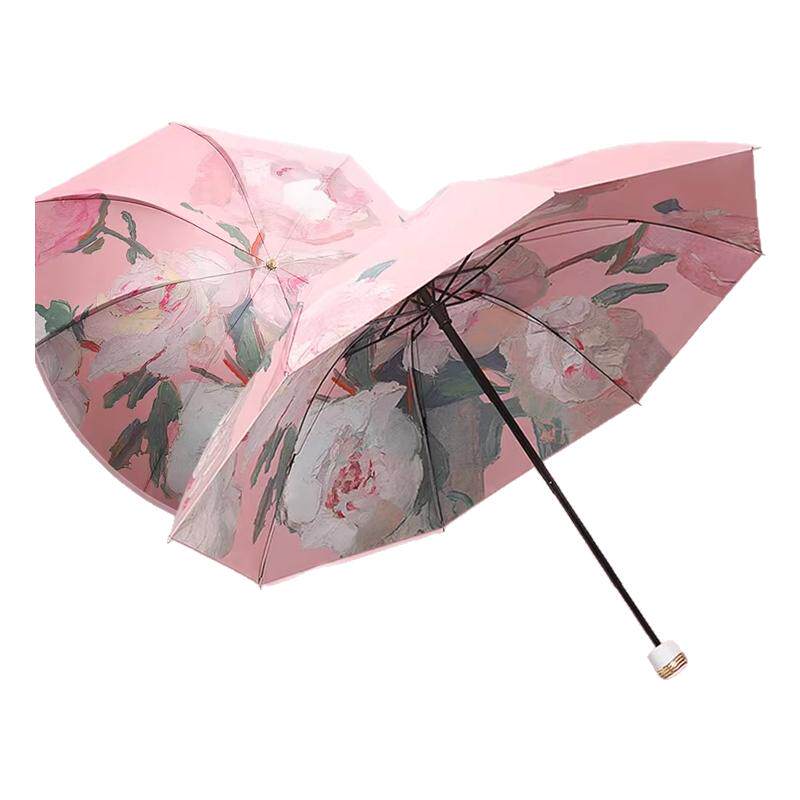 高档黑胶双层太阳伞防晒防紫外线女手动晴雨两用遮阳反向伞upf50+