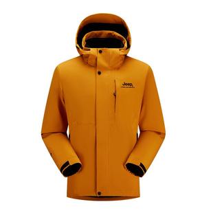 【荒野X】Jeep黄色冲锋衣风衣外套女防水防风三合一登山服男款冬