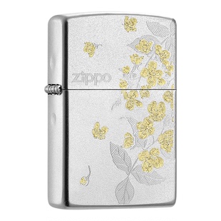 zippo打火机正品 春绘茉莉磨砂雕刻防风煤油火机 生日礼物男生