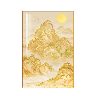 客厅简约现代日照金山装饰画