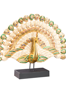 实木装饰摆件泰式孔雀木雕工艺品