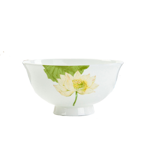 唐山骨瓷米饭碗4.5英寸高足碗陶瓷4.5寸高脚碗瓷器餐具家用小碗