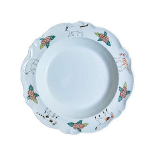 曼叙釉下彩陶瓷盘子大号不规则餐盘五彩手绘盘猫咪餐具新婚伴手礼