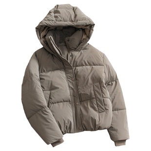 纯色宽松加厚防风立领连帽保暖面包服外套长袖女休闲棉衣棉服Q716