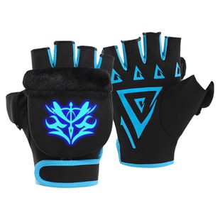 儿童手套半指翻盖写字冬季加绒保暖男孩学生女孩男童五指露指骑行