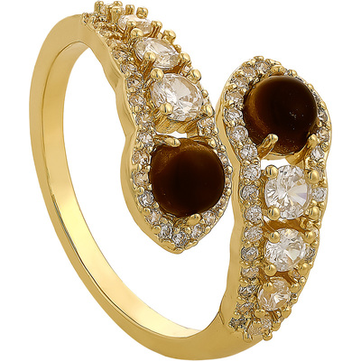 美拉德虎眼石蛇形戒指轻奢高级感