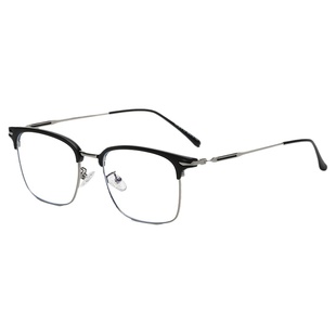 复古素颜斯文败类半框眼镜女近视韩版潮痞帅变色眼睛框架可配度数