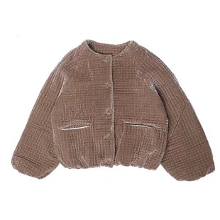 小萌龙儿童金丝绒格子棉服25冬季新款女童洋气上衣中大童保暖外套