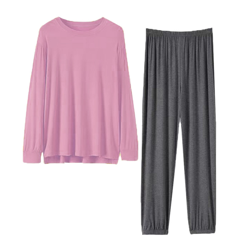 莫代尔睡衣女夏季薄款长袖长裤家居服两件套宽松大码空调服可外穿