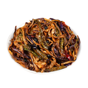酱烧茄子干辣椒咸菜拌茄子条下饭小菜酱腌菜泡菜延边东北风味特产