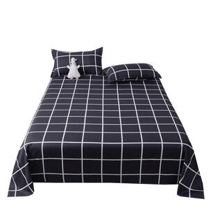 床单单件夏季凉感1米5被单双人非全棉纯棉学生宿舍单人简约格子男