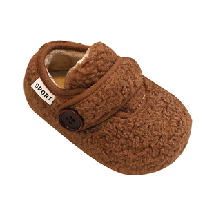 冬季学步鞋男女宝宝棉鞋加绒保暖羊羔毛毛鞋0一1岁-3婴儿鞋子家居