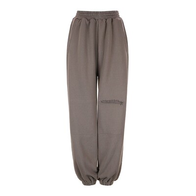 【惊喜特价】Bettychow 拉链毛巾料浅棕色卫裤时髦通勤百搭长裤