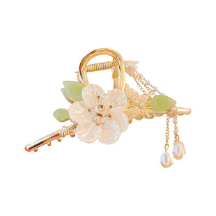 新中式古风抓夹女2025新款高级感盘发鲨鱼夹流苏发夹后脑勺头饰夏