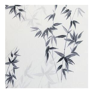 中国风仿醋酸米白色竹叶布料植物绸缎垂顺衬衫裙裤服装设计师面料