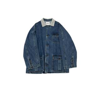 fafamoon设计师品牌 2024冬季多口袋拼接领牛仔宽松工装外套女