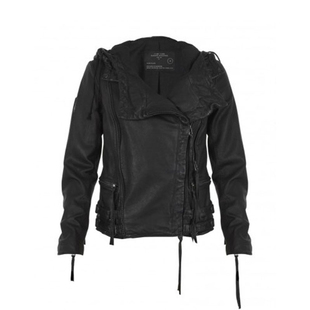 皮匠门 MEN+英国植鞣绵羊皮衣女夹克 连帽翻短款修身拉链LM1016A