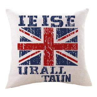 欧美式复古棉麻沙发靠垫英国米字旗抱枕英伦风咖啡厅酒吧车载靠枕