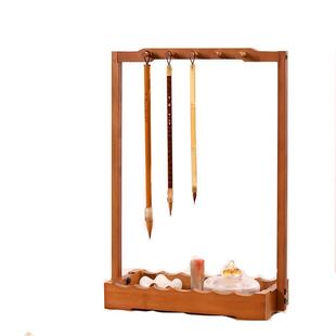 合三舍 毛笔笔架楠竹毛笔架笔挂实木桌面收纳置物架多功能创意简约学生书法新中式文房四宝专用收纳架晾笔架