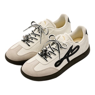 安踏曼舞板鞋女鞋2026春季新款银色芭蕾鞋德训鞋官方正品薄底鞋子