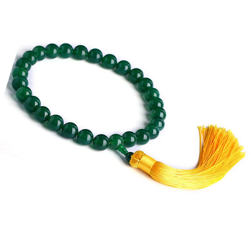 天然绿玛瑙绿度母27颗手持佛珠念珠甄嬛传雍正同款手串水晶车挂饰