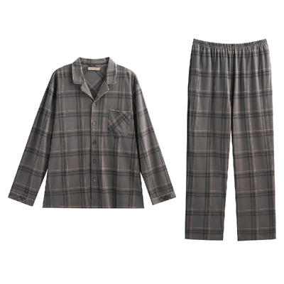 秋鹿柔软透气抗菌防螨纯棉睡衣男