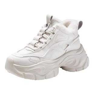 星期六女鞋厚底老爹鞋女冬季加绒加厚2025新款增高黑色鞋子运动鞋