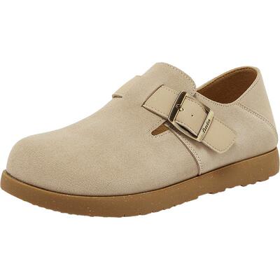 Bata勃肯女商场新款英伦牛剖皮通勤百搭一脚蹬单鞋3091DAM5