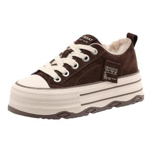 星期六爆款加绒厚底休闲板鞋2025冬季新款百搭鞋子棉鞋松糕鞋女鞋