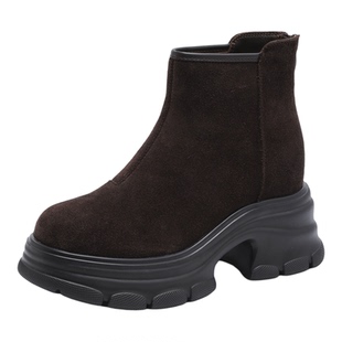 10cm厚底内增高马丁靴小个子短靴女增高松糕鞋2025新款休闲瘦瘦靴