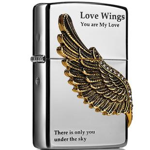 打火机zippo正版黑冰爱情之翼翅膀送男友老公情人节礼物爱神之翼