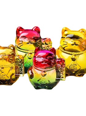 彩琉璃招财猫摆件开业送礼招财
