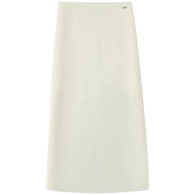 慕兔温柔风中长款毛呢半身裙