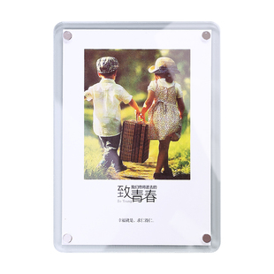 拍立得磁吸相框贴冰箱小卡片展示纪念卡套5寸6寸照片mini圆形卡砖