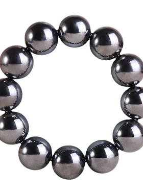 天然陨石太赫兹能量石手链融冰祛湿磁石手排黑胆石手环链直播货源